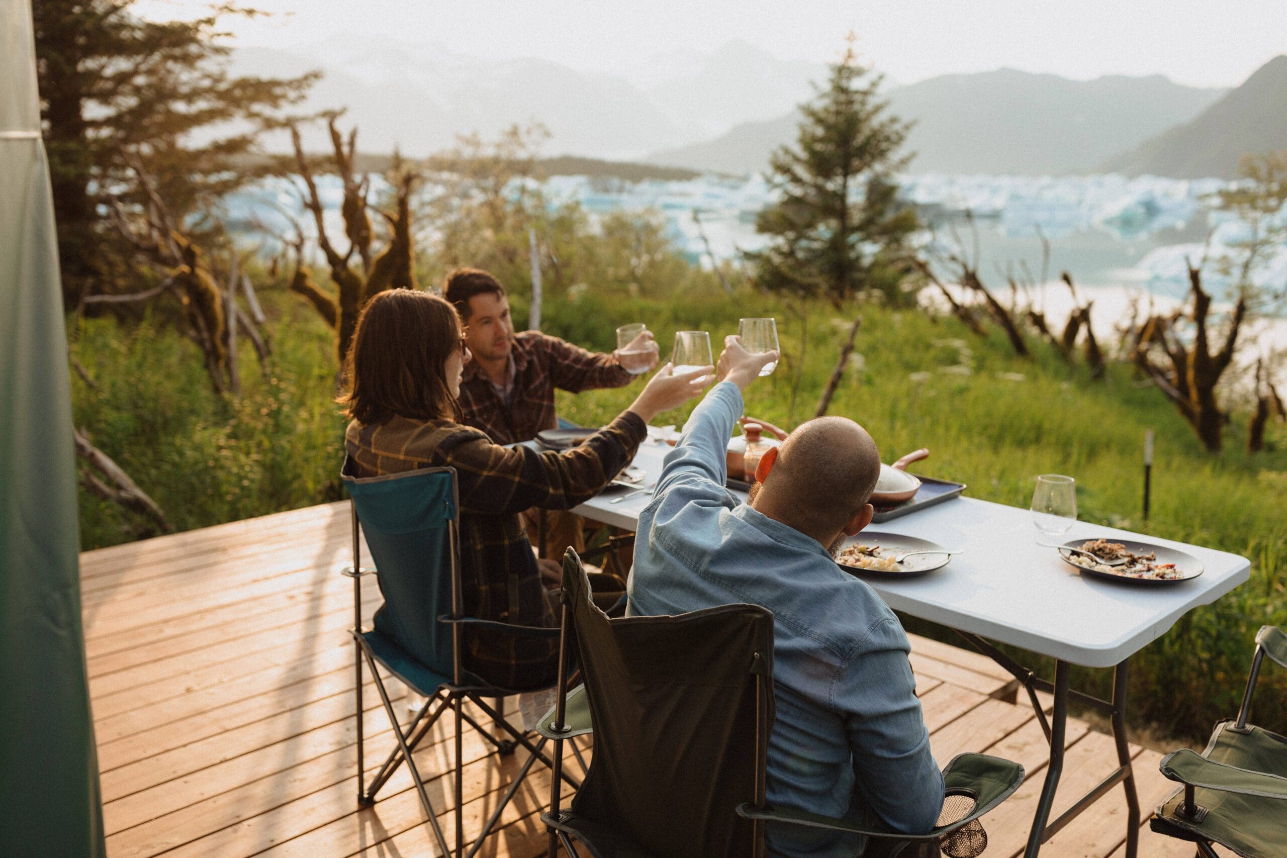 Enjoy gourmet Alaskan cuisine at Bear Glacier with our overnight Bear Glacier Yurt adventure